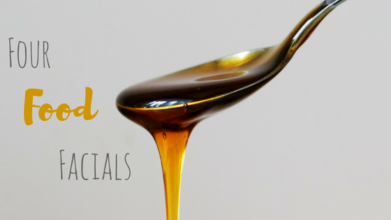 Honey dripping off a spoon with words four food facials
