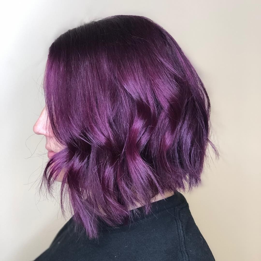 woman with short purple hair